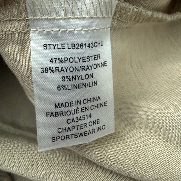 Joie Linen Blend 2 Piece Set Vest And Wide Leg Pants Sand Beige Coastal Size M - Picture 6 of 6